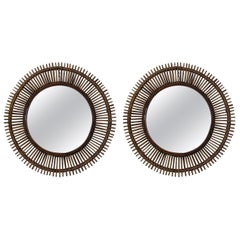 Pair of 'Oculus' Round Rattan Mirrors