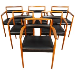 Pair of OD70 Kai Kristiansen Teak and Leather Carver Dining Chairs for Oddense