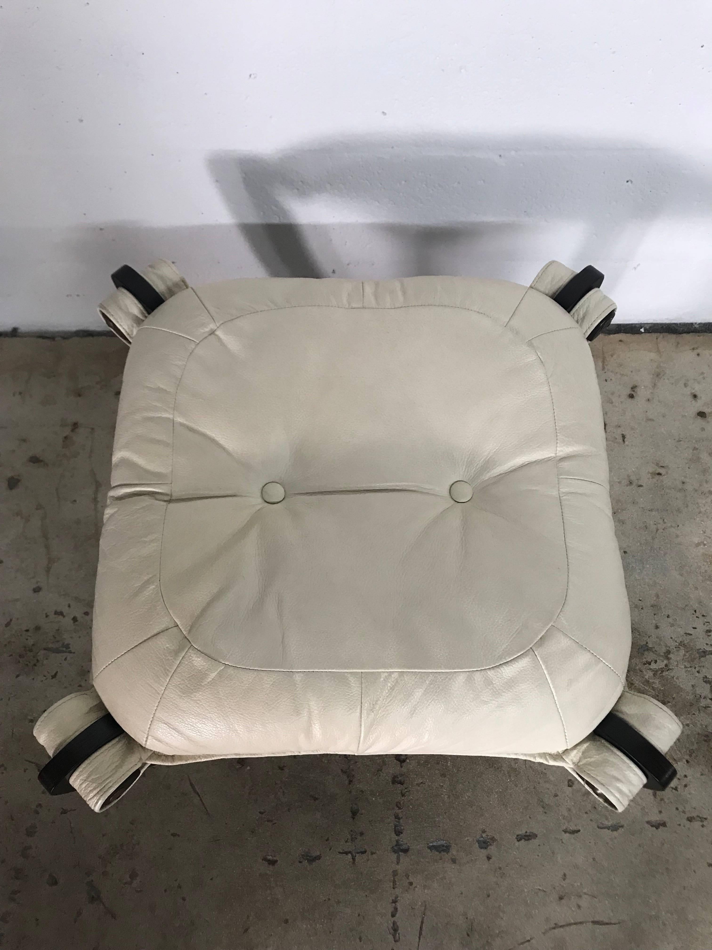 Pair of Odd Knutsen “Luna” Sling Lounge Chairs and Footstool 1