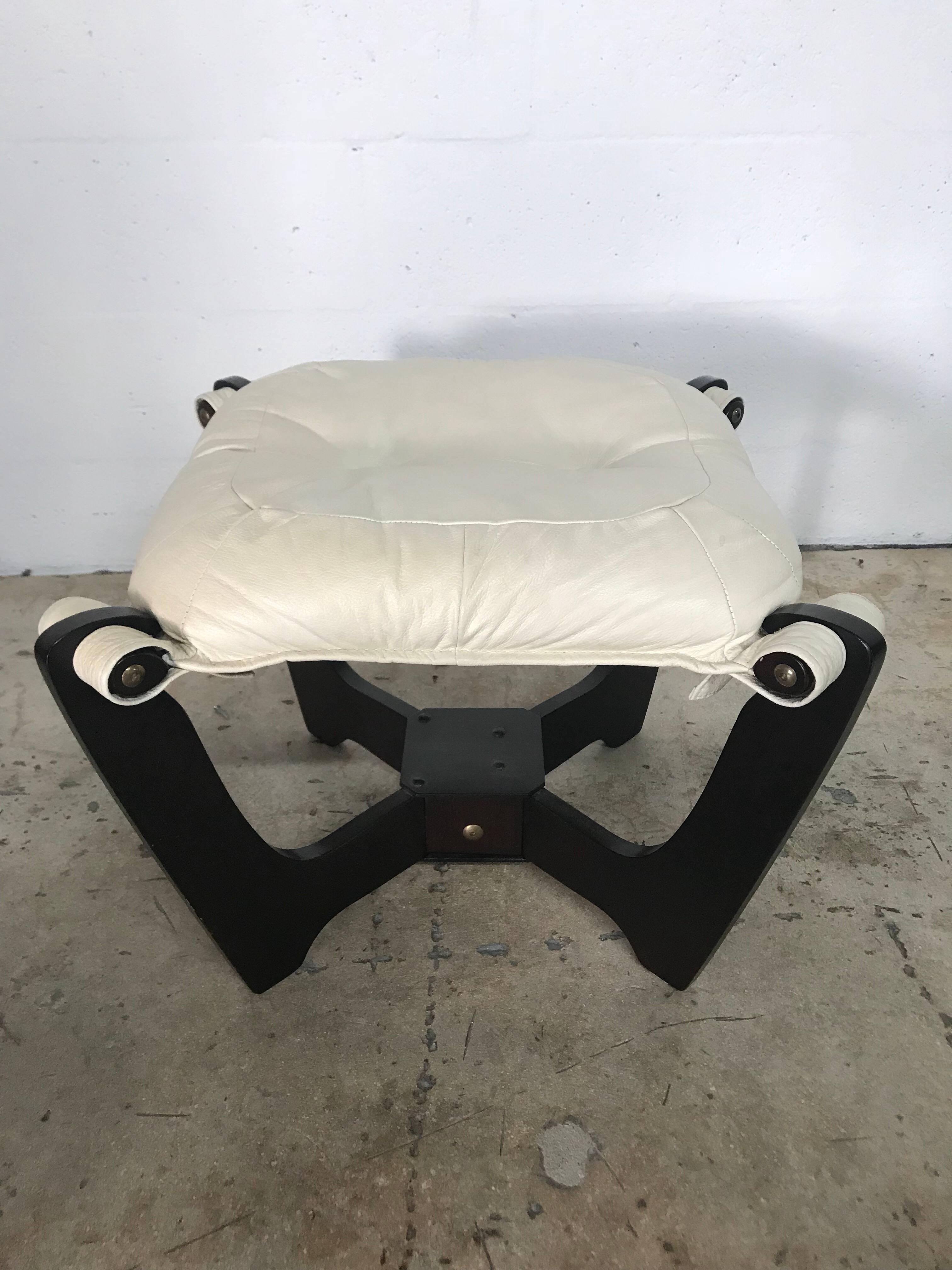 20th Century Pair of Odd Knutsen “Luna” Sling Lounge Chairs and Footstool