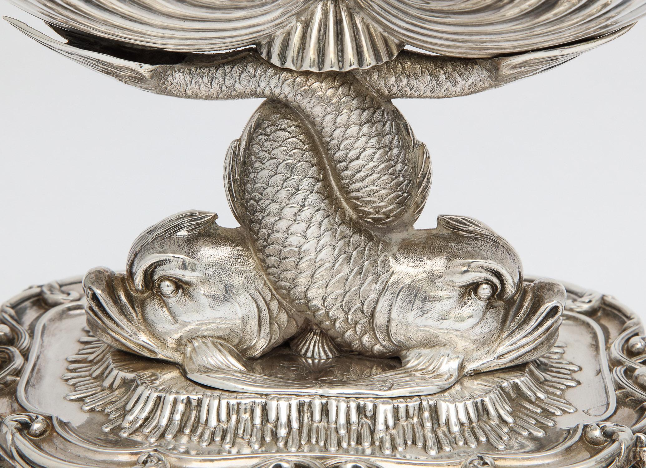 Pair of Odiot Neoclassical Sterling Silver Dolphin-Form Salt Cellars 5