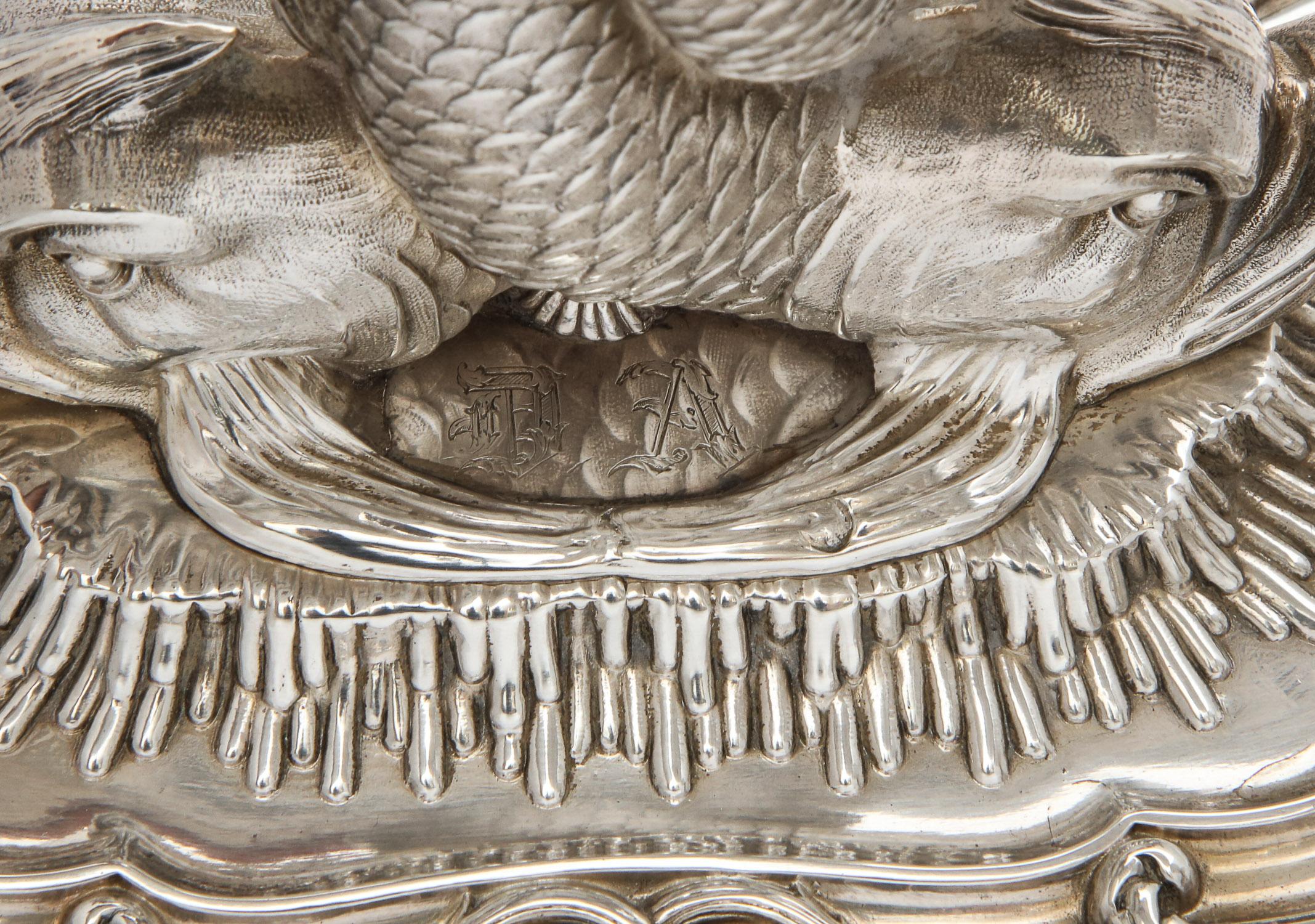 Pair of Odiot Neoclassical Sterling Silver Dolphin-Form Salt Cellars 8