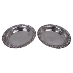Pair of Odiot Restauration Silver Seashell Wine Bottle Coasters