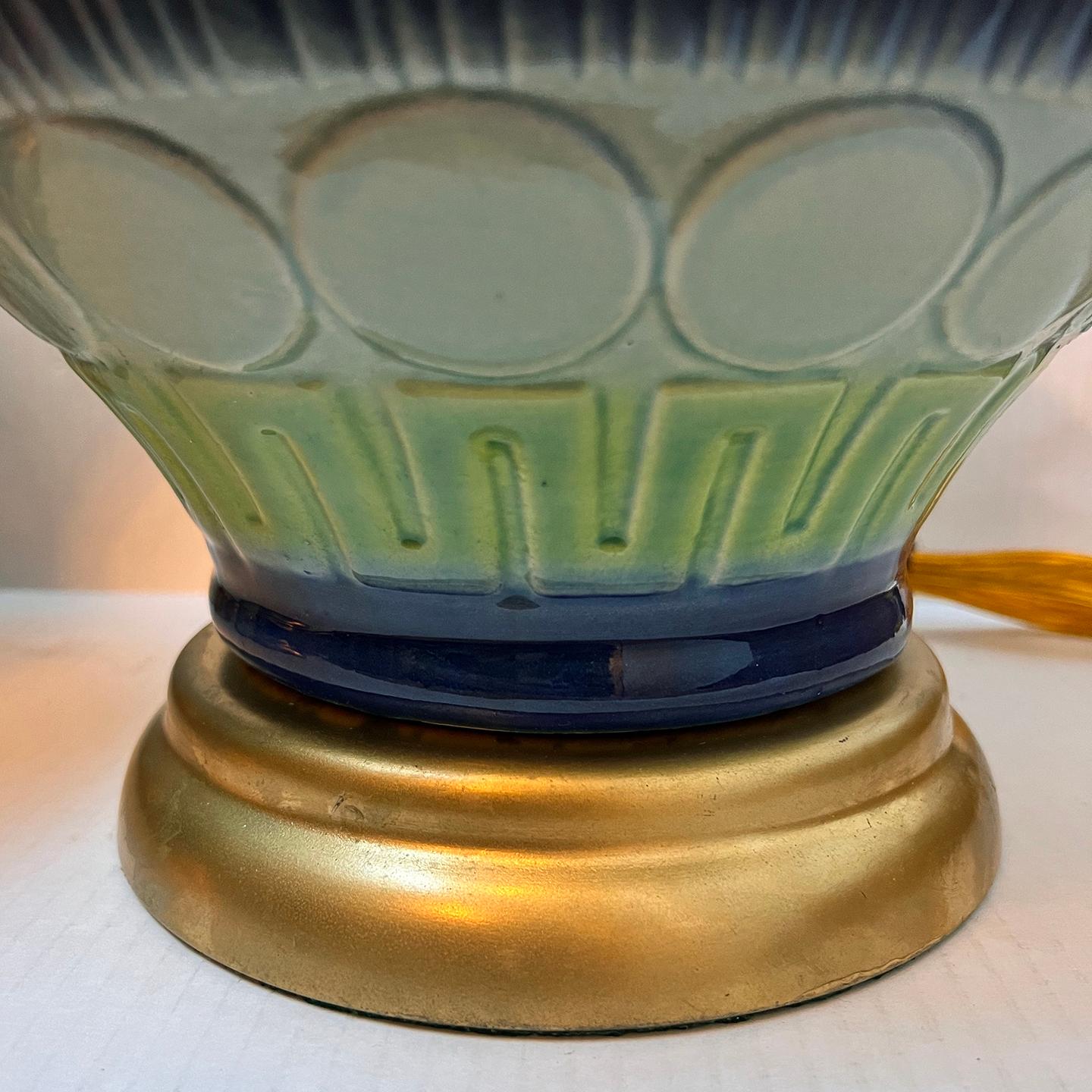 Pair of of Blue Porcelain Lamps In Good Condition For Sale In New York, NY