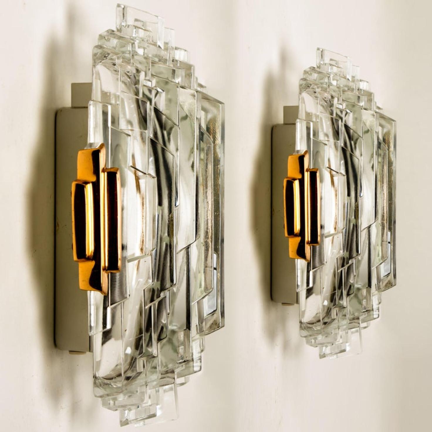 Pair of of Icicle Glass Wall Sconces /Lights, 1960s For Sale 2