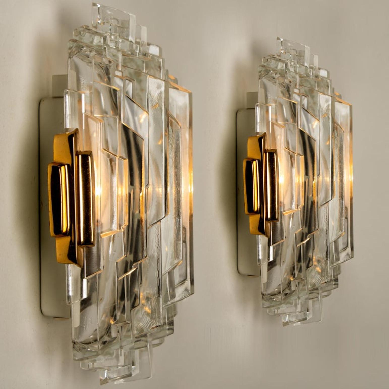 Pair of of Icicle Glass Wall Sconces /Lights, 1960s For Sale 3