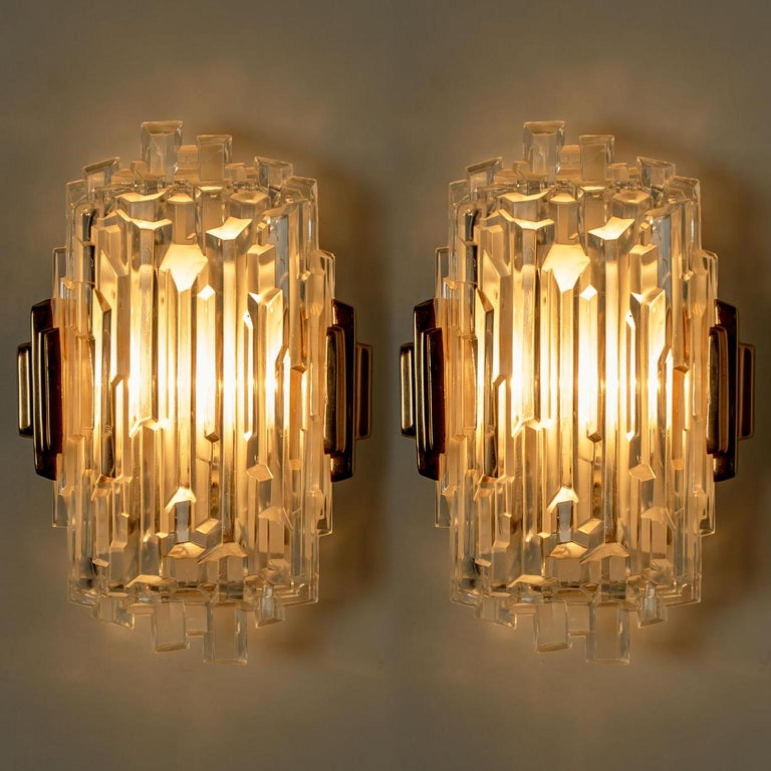 Pair of of Icicle Glass Wall Sconces /Lights, 1960s For Sale 5