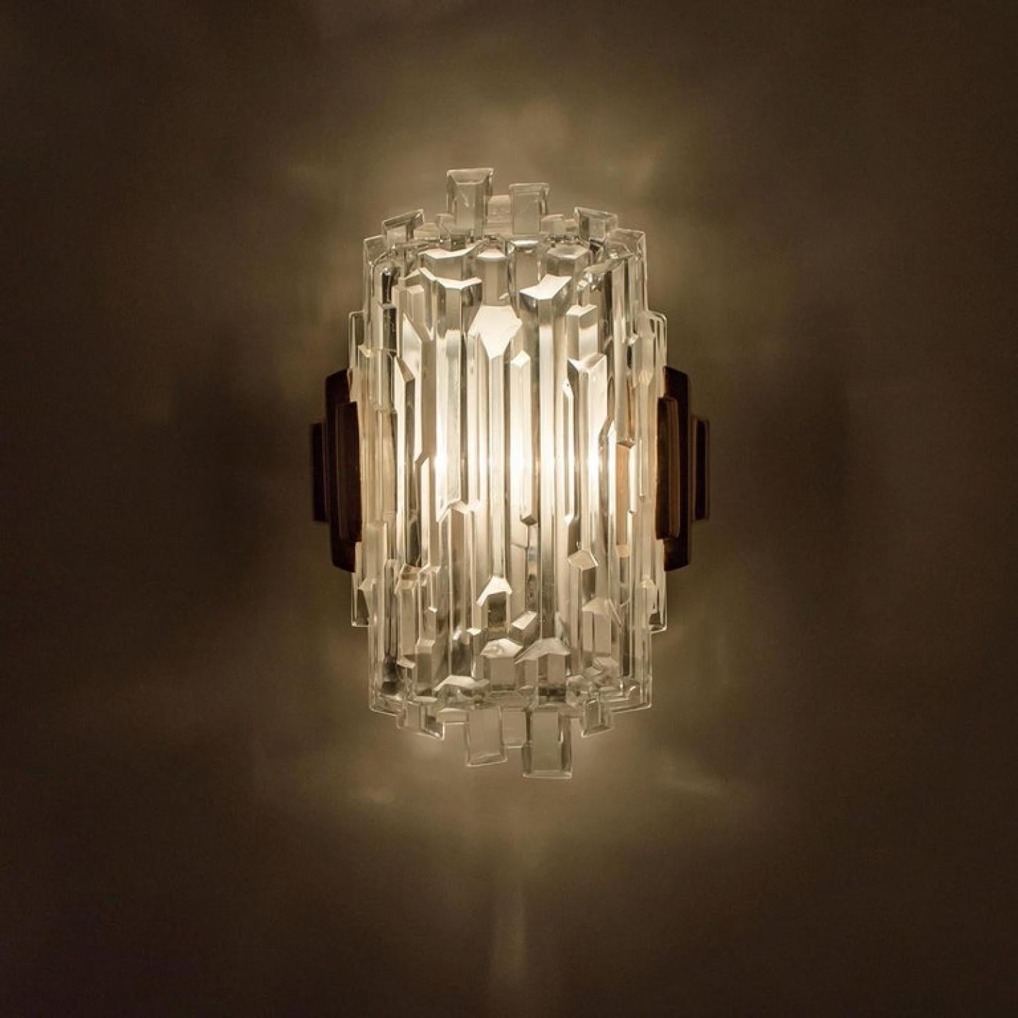 Pair of of Icicle Glass Wall Sconces /Lights, 1960s For Sale 6