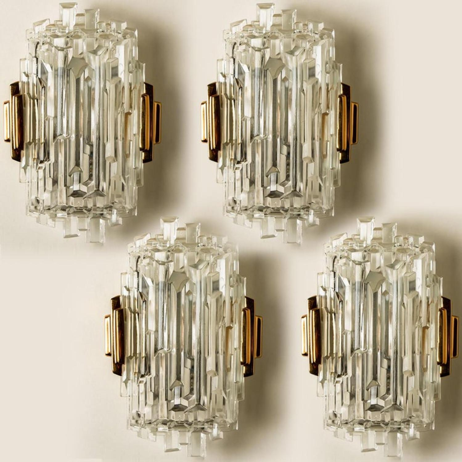 Metal Pair of of Icicle Glass Wall Sconces /Lights, 1960s For Sale