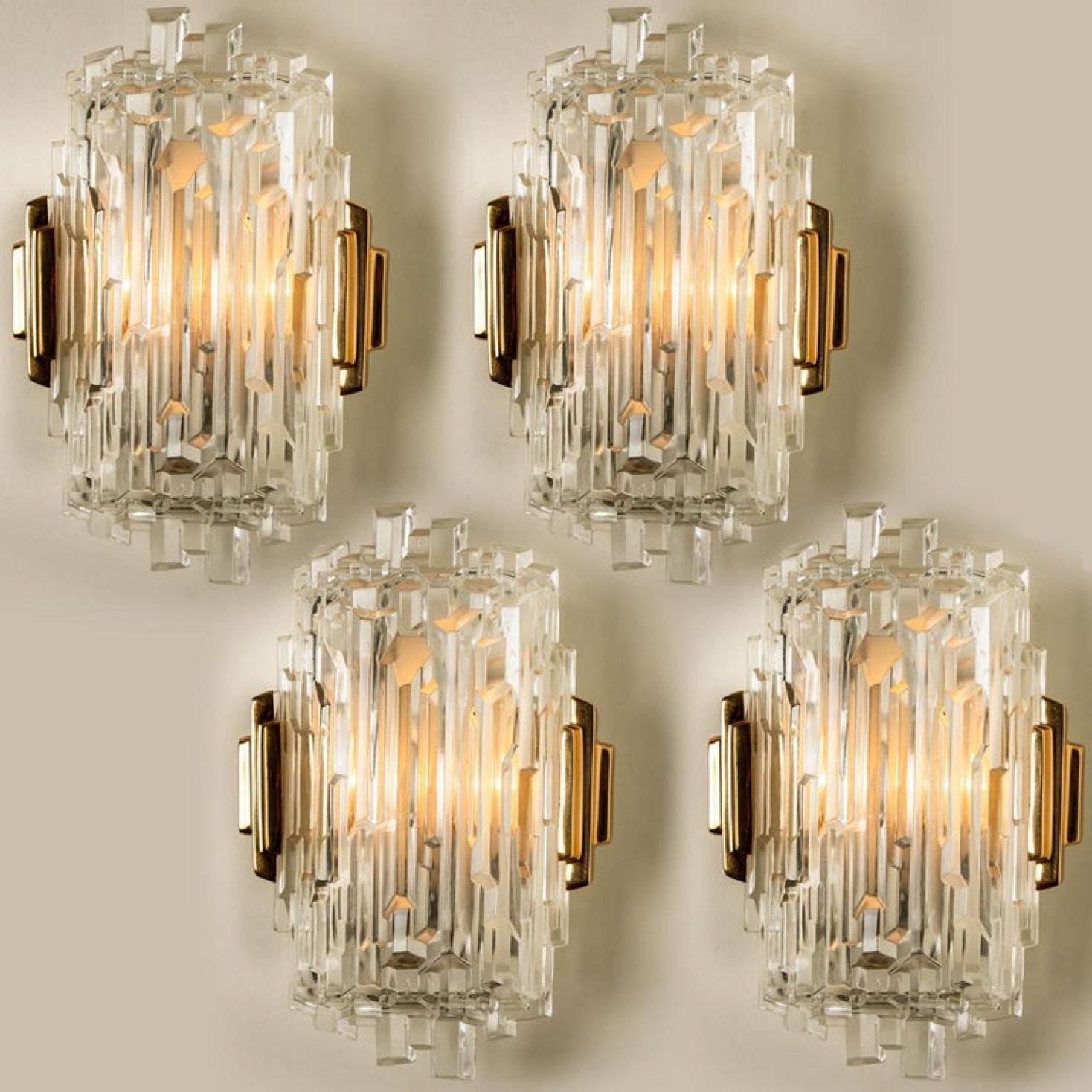 Pair of of Icicle Glass Wall Sconces /Lights, 1960s For Sale 1