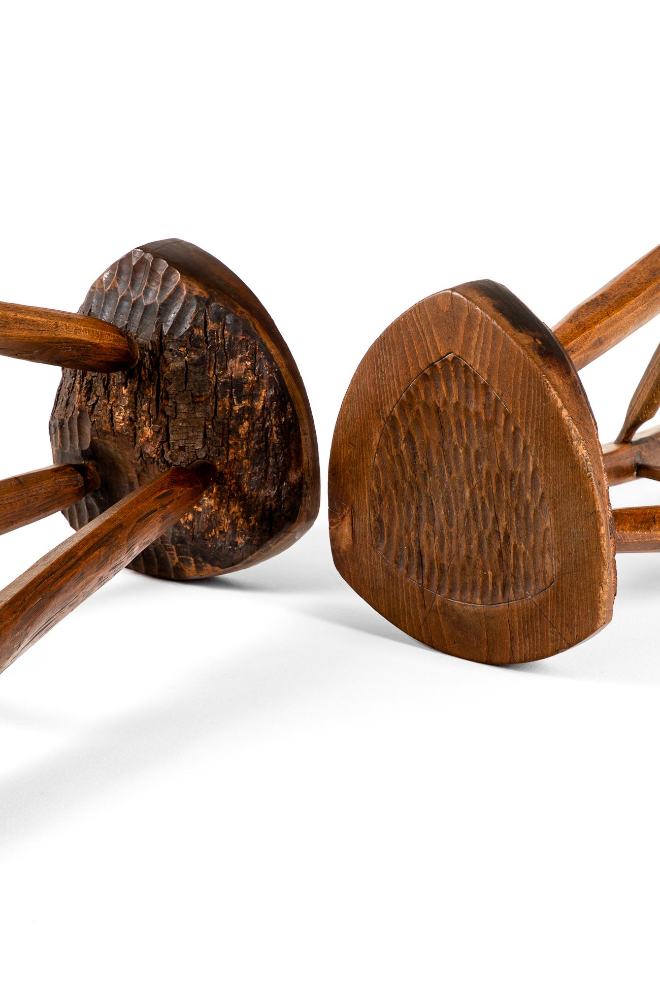 Pair of  of Jean Touret Brutalist Bar Stools For Sale 8