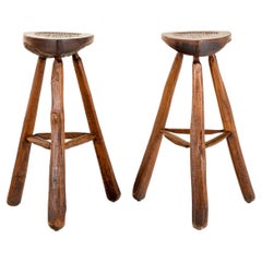 Pair of  of Jean Touret Brutalist Bar Stools