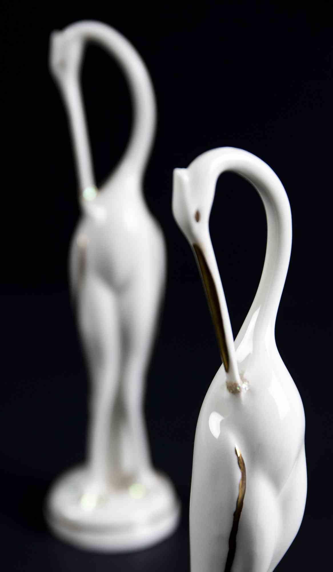 Pair of of Porcelain Flamingos by Limoges, 1970s 2