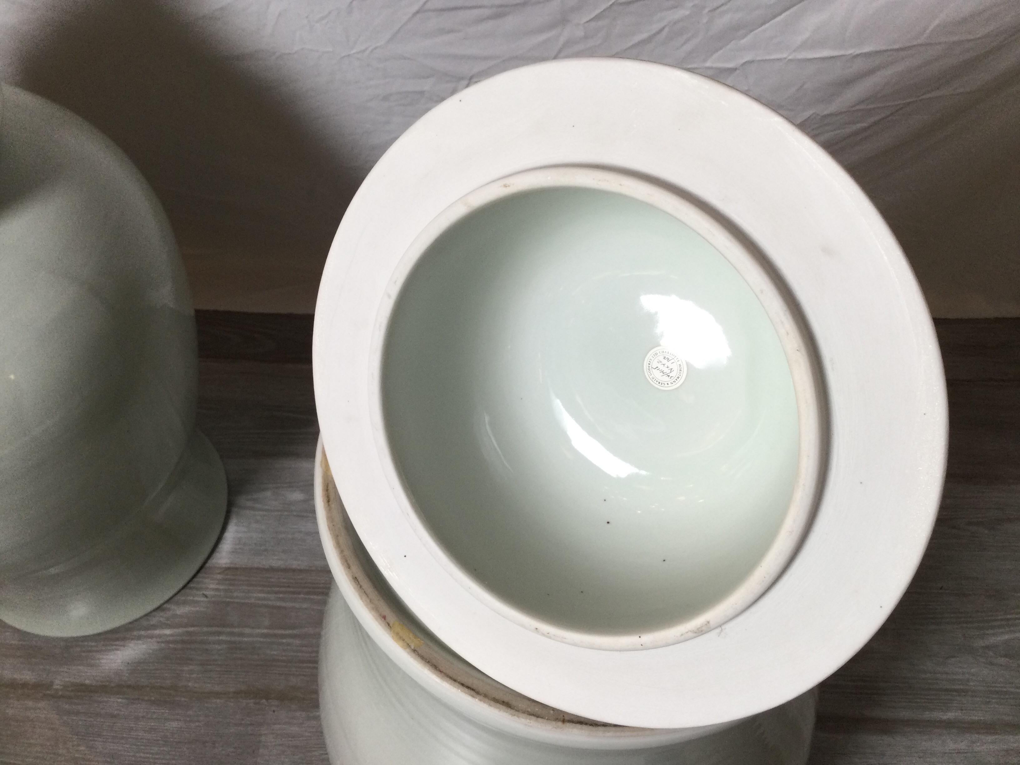 Pair Of Off White Blanc De Chine Monumental Porcelain Temple Jars 1