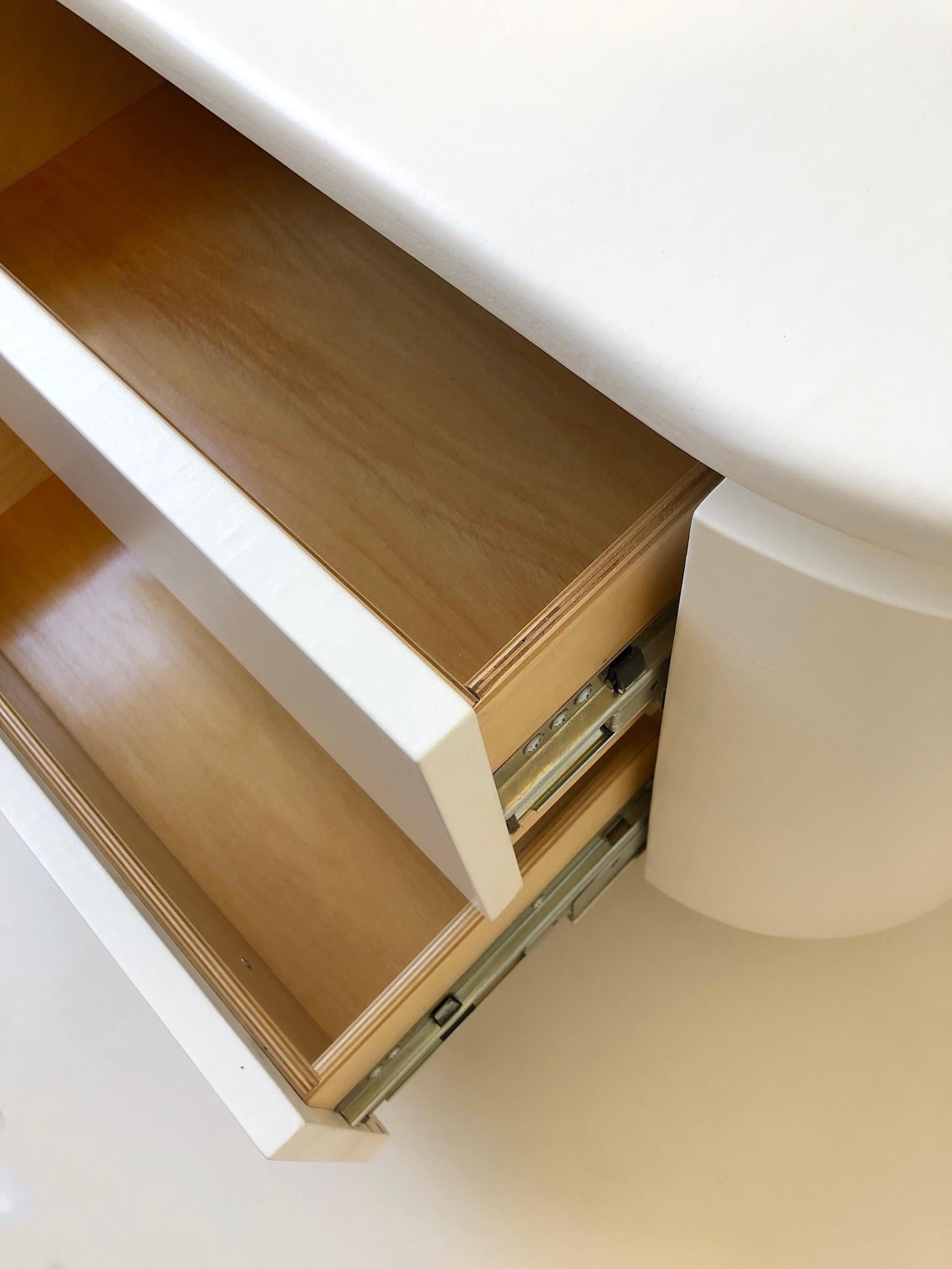 Late 20th Century Pair of Off White Lacquer and Chrome Nightstands by Steve Chase