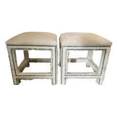 Pair of off White Pony Skin Benches or Ottomans