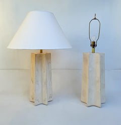 Pair of Off White Star Shape Table Lamps by Michael Taylor
