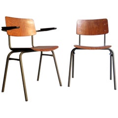 Pair of Office Chairs, One with and One Without Arms
