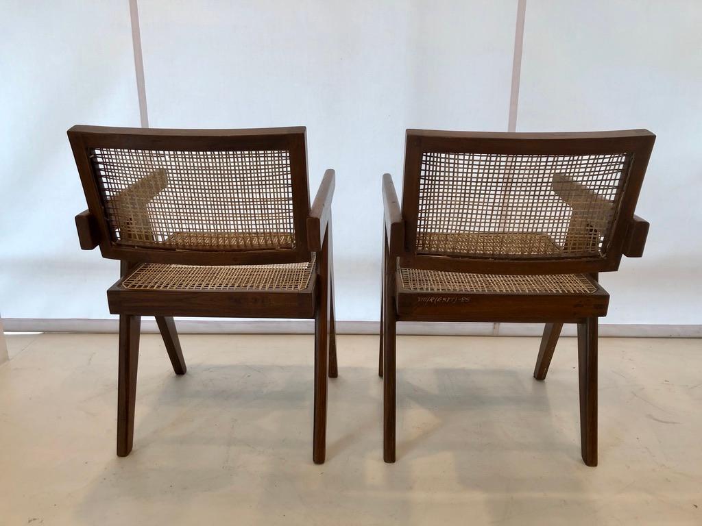 Set of 2 office chairs form Pierre Jeanneret, Chandigarh, circa 1953.
  