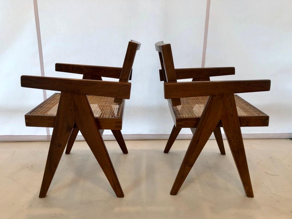 Indian Pair of Office Pierre Jeanneret Office Chairs, Chandigarh, circa 1953