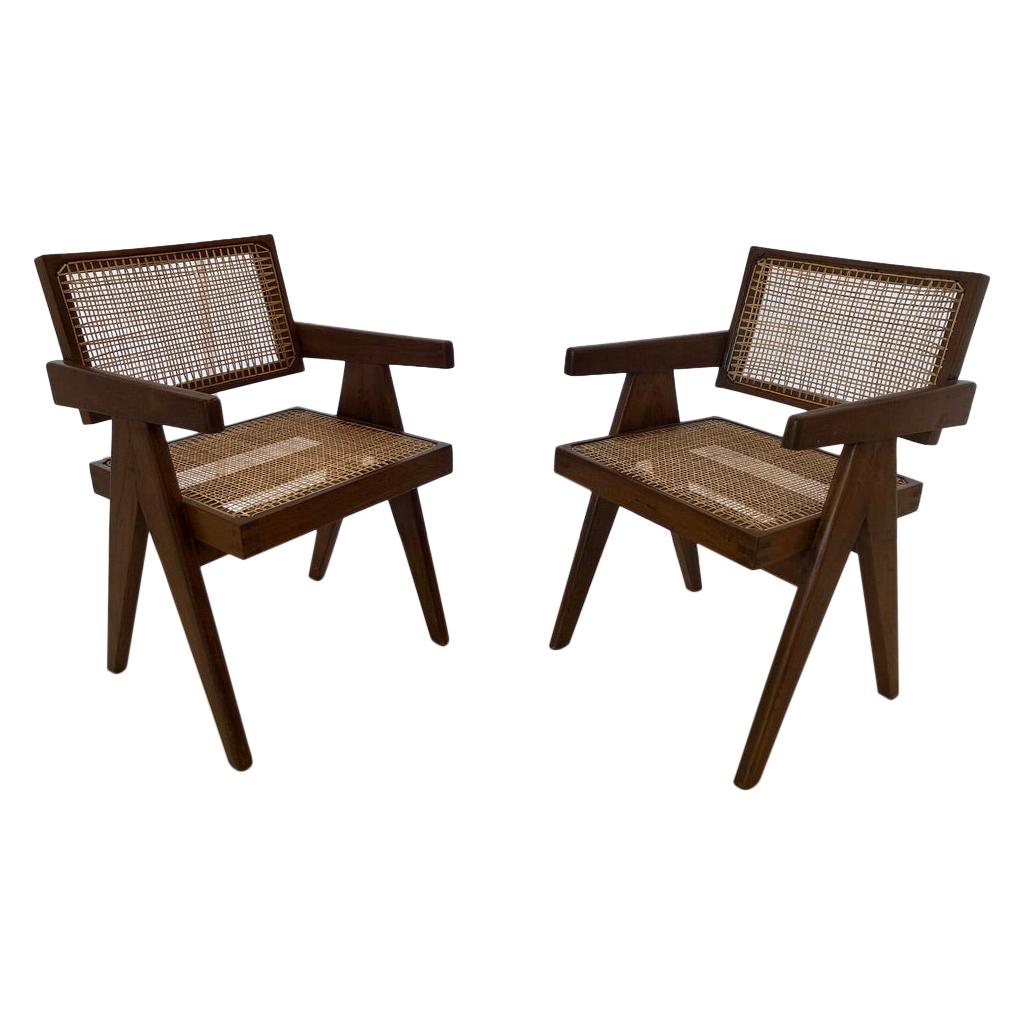 Pair of Office Pierre Jeanneret Office Chairs, Chandigarh, circa 1953