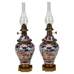 Antique Pair of Oil Lamps, 1800s