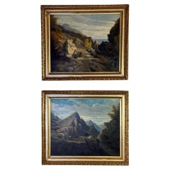 Paire d'huiles sur toile, paysages italiens, signées en bas à droite A. Numans