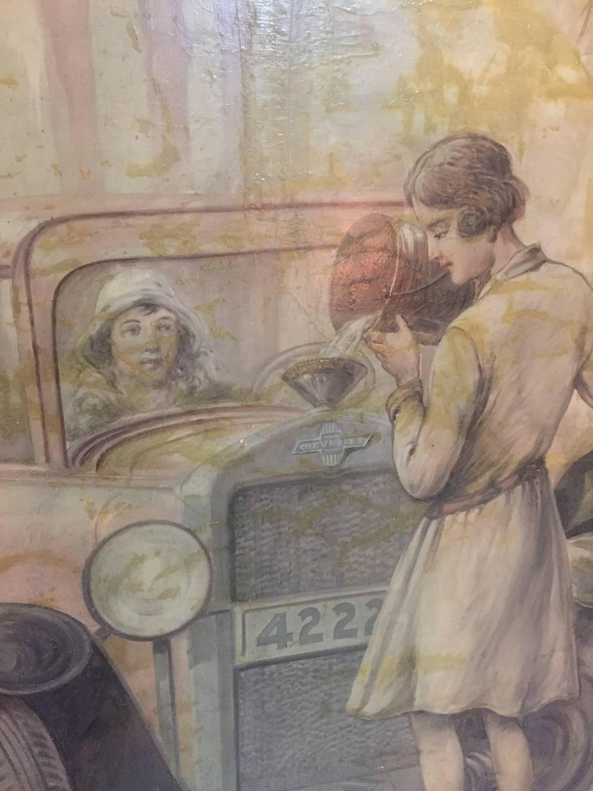 Pair of Oil on Canvas on 1920s Chevrolet Theme 1