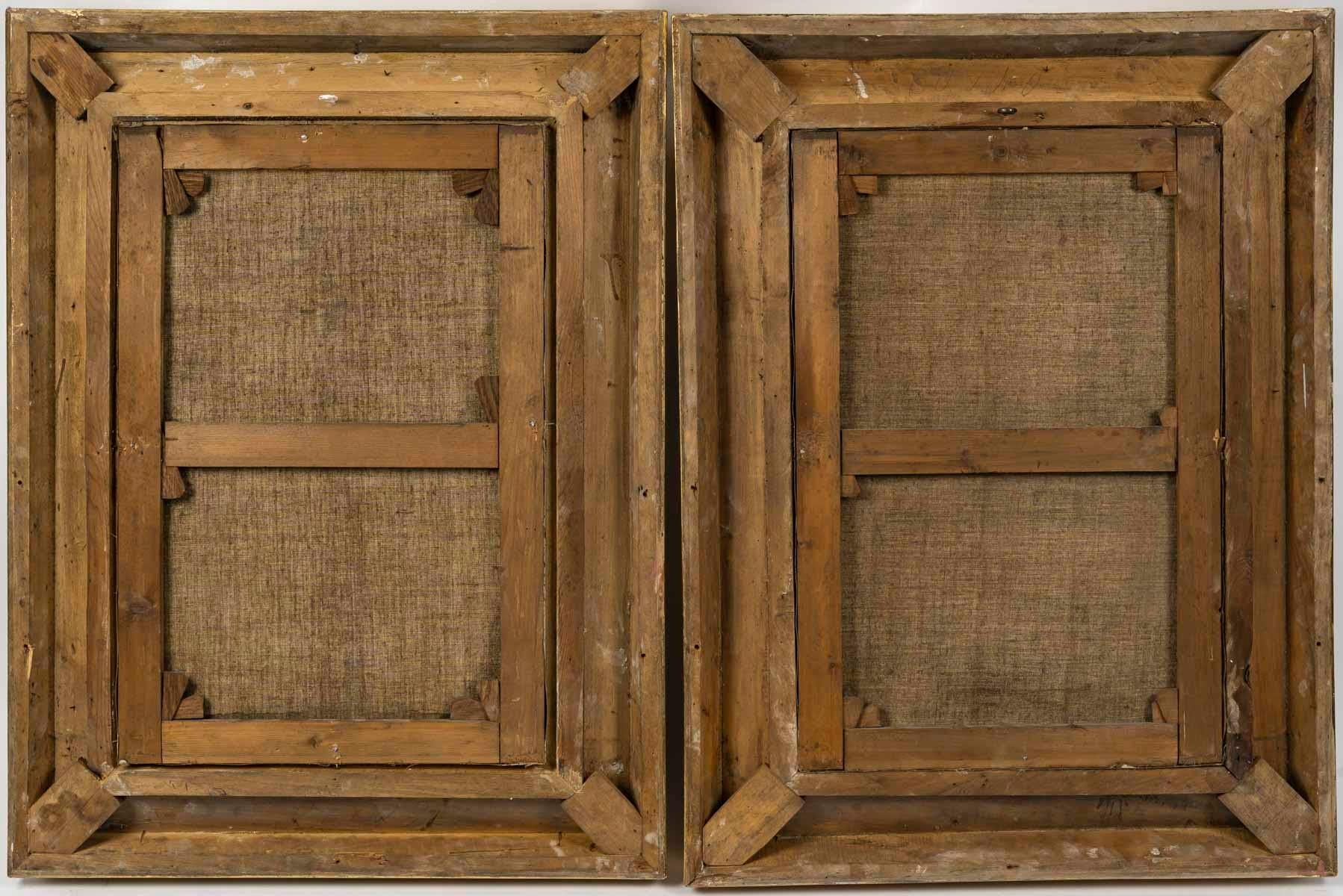Coppia di dipinti a olio su tela, XIX secolo, periodo Napoleone III. in vendita 9