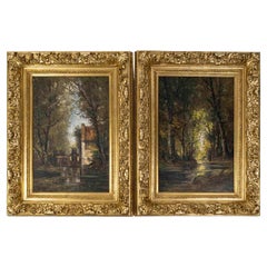Pair of Oil on Canvas Paintings, 19th Century, Napoleon III Period.