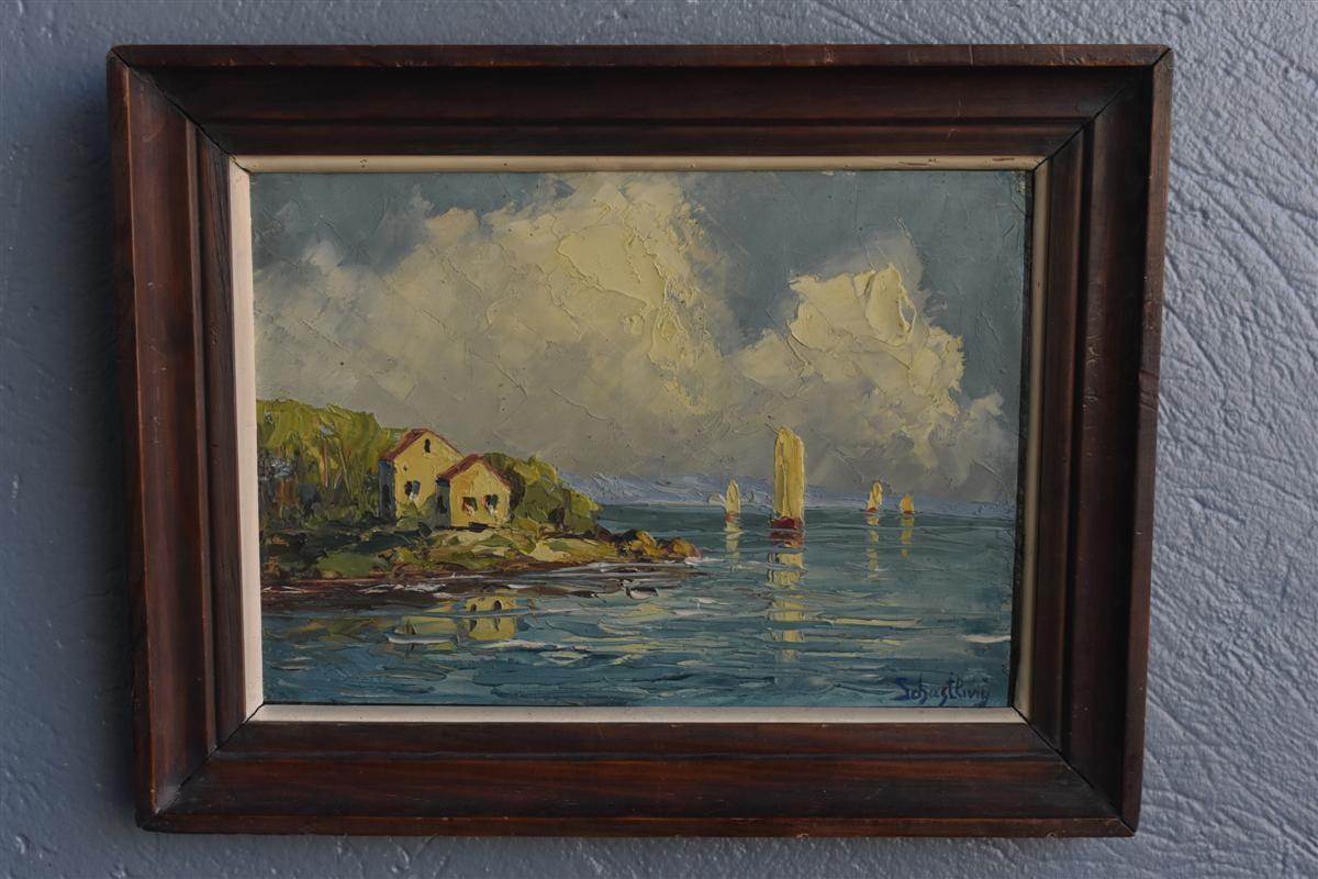 Russe Paire d'huiles sur toile russes de Schastliviy en vente