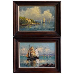 Pair of Oil on Canvas Russian by Schastliviy