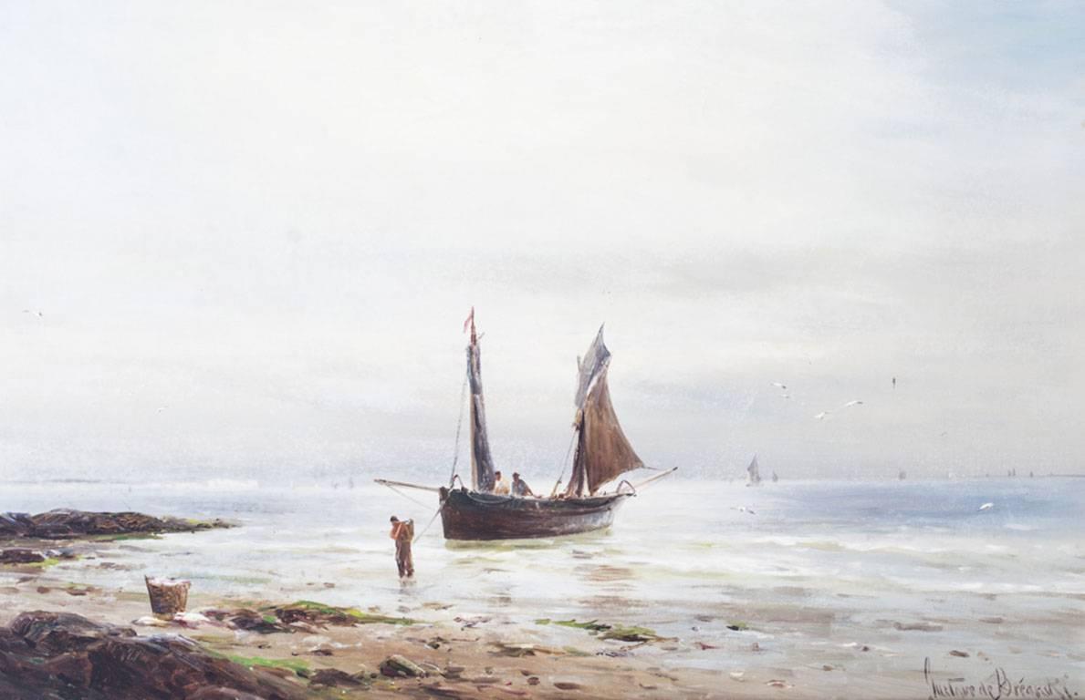 Pair of Oil on Canvas Seascape Paintings Gustave De Bréanski, 19th Century For Sale 6