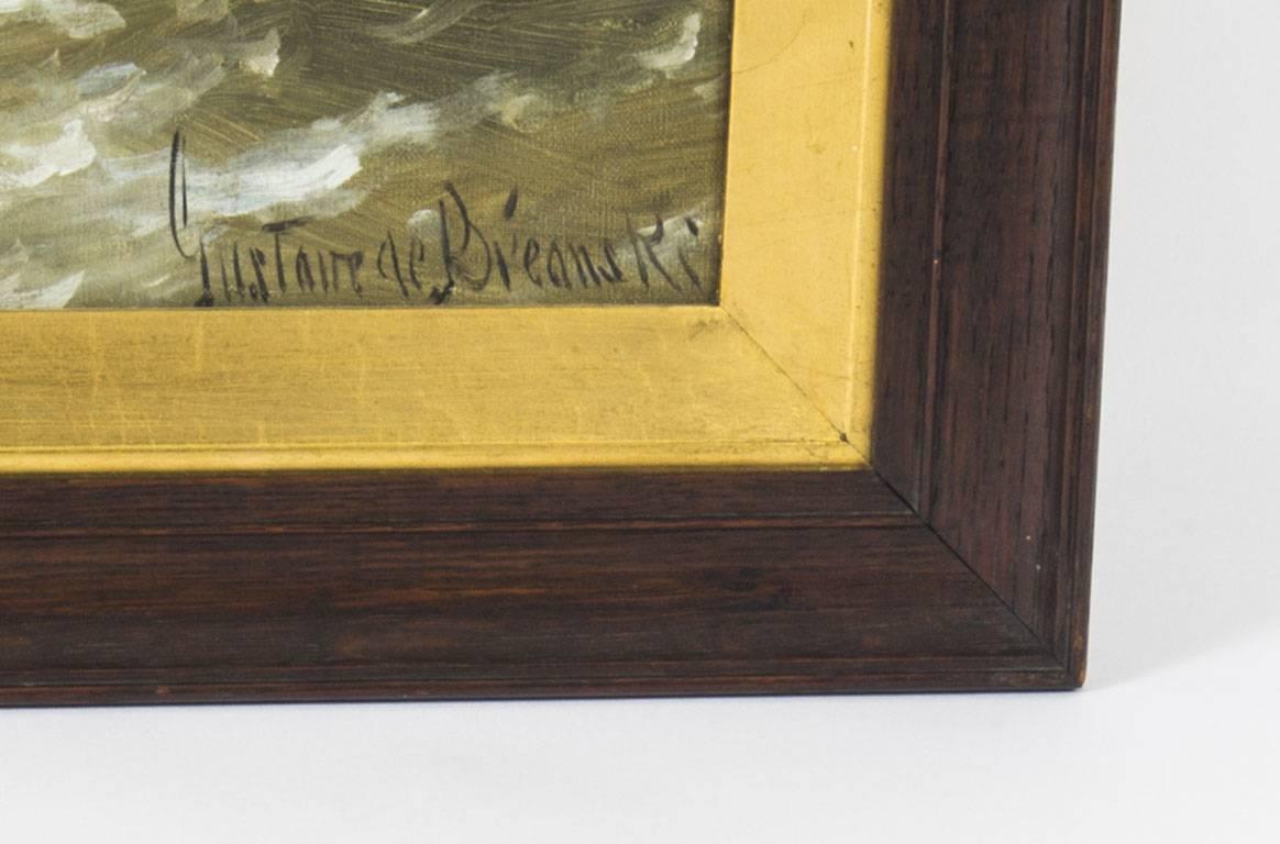 Pareja de óleos sobre lienzo Pinturas de paisajes marinos Gustave De Bréanski, Siglo XIX Fines del siglo XIX en venta