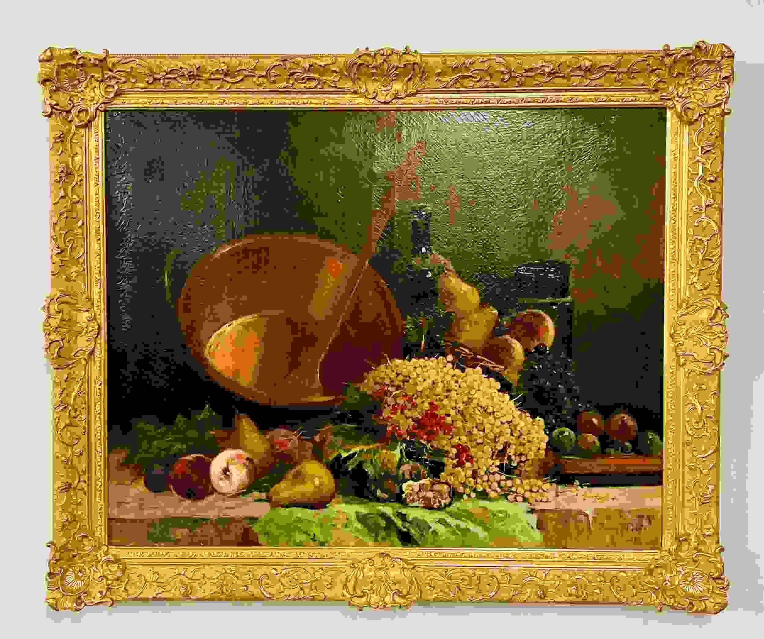 Pair of Oil on Canvas Signed Tony Torta, Stilllife, Fruit, Italian 1