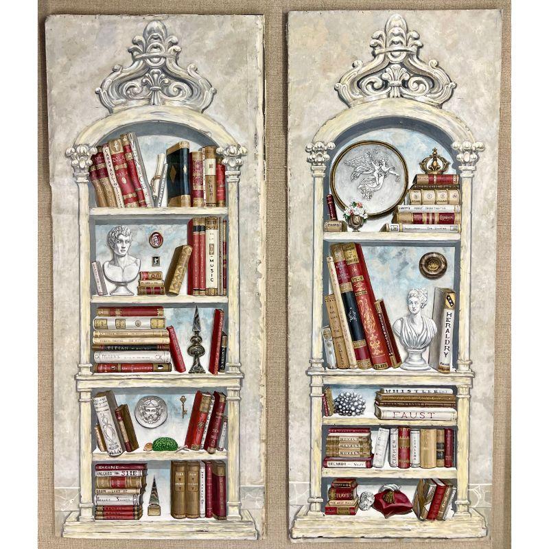 Pair of Oil on Canvas Standing Wall Decoration, Gustavian, Italian Style For Sale 12