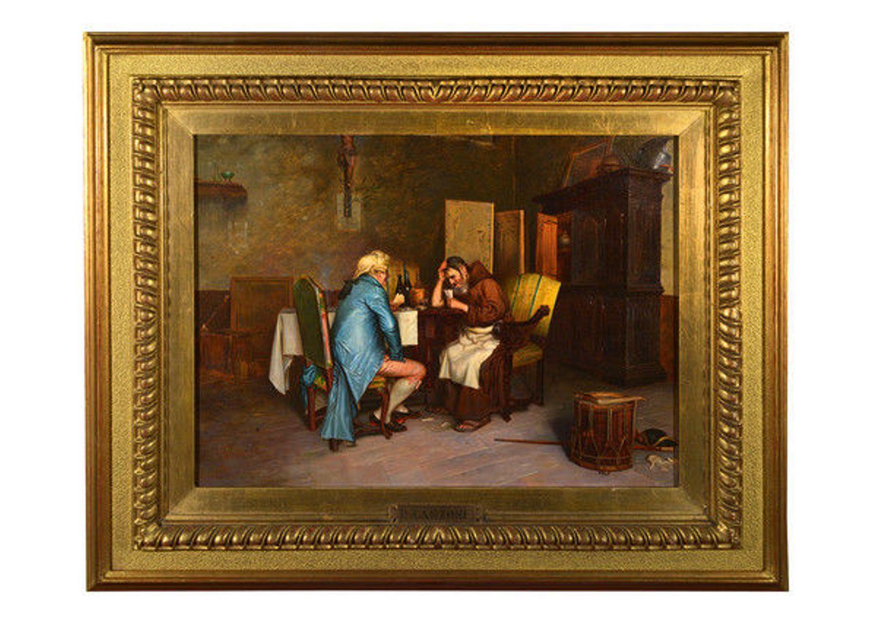 Pair of Oil on Panel Interiors of an Artist in His Studio. P. Lanzoni, 1827 1899 In Good Condition For Sale In Hemel Hempstead, Hertfordshire