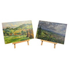 Pair of Oil Paintings "Colli Veneti" by Luigi Scarpa Croce Late 1950s