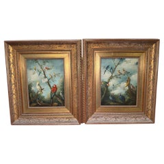 Pair Of Oil Paintings Of Concert Of Birds