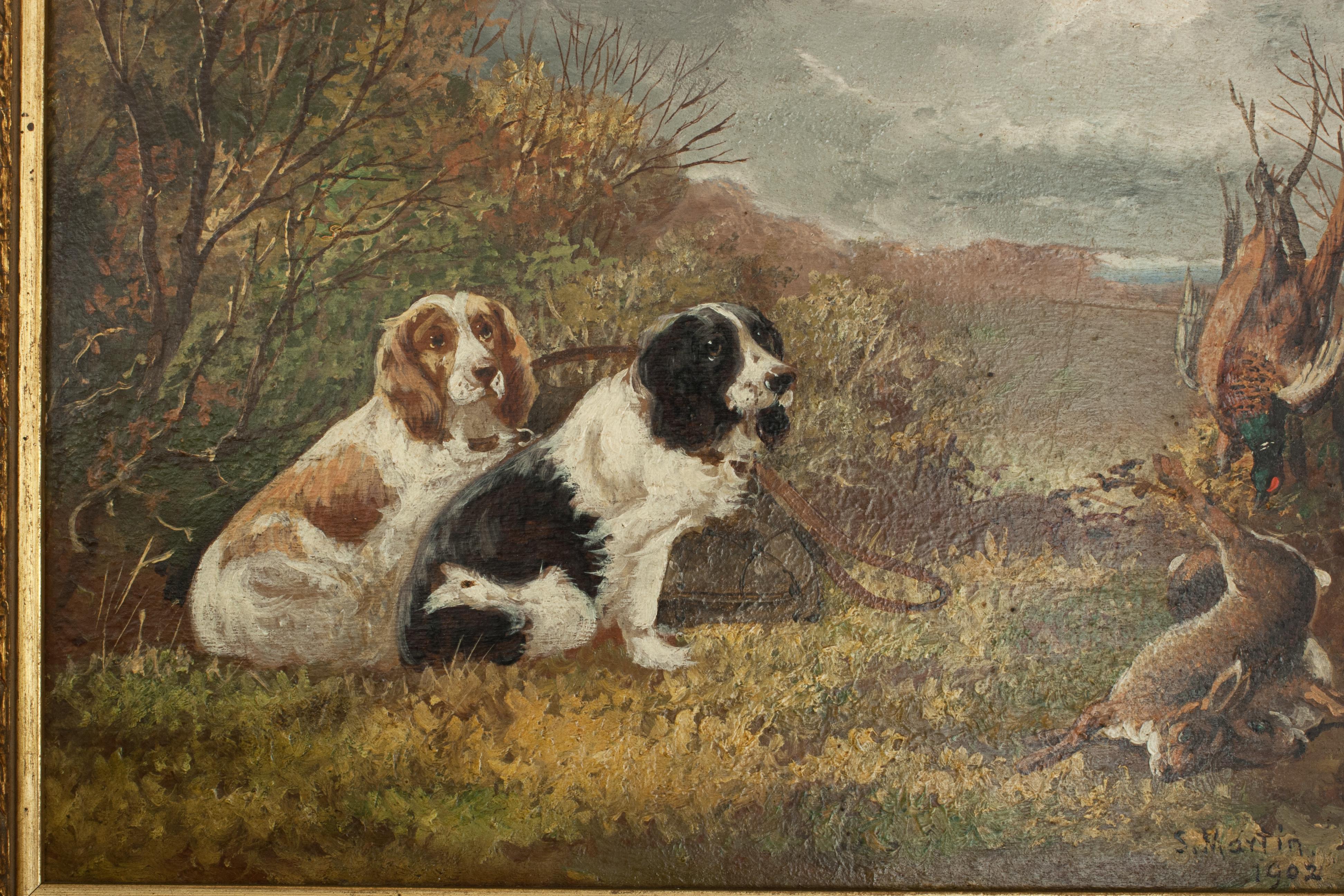 Pair of Oil Paintings of Hunting Spaniels, Mounted on Board 2
