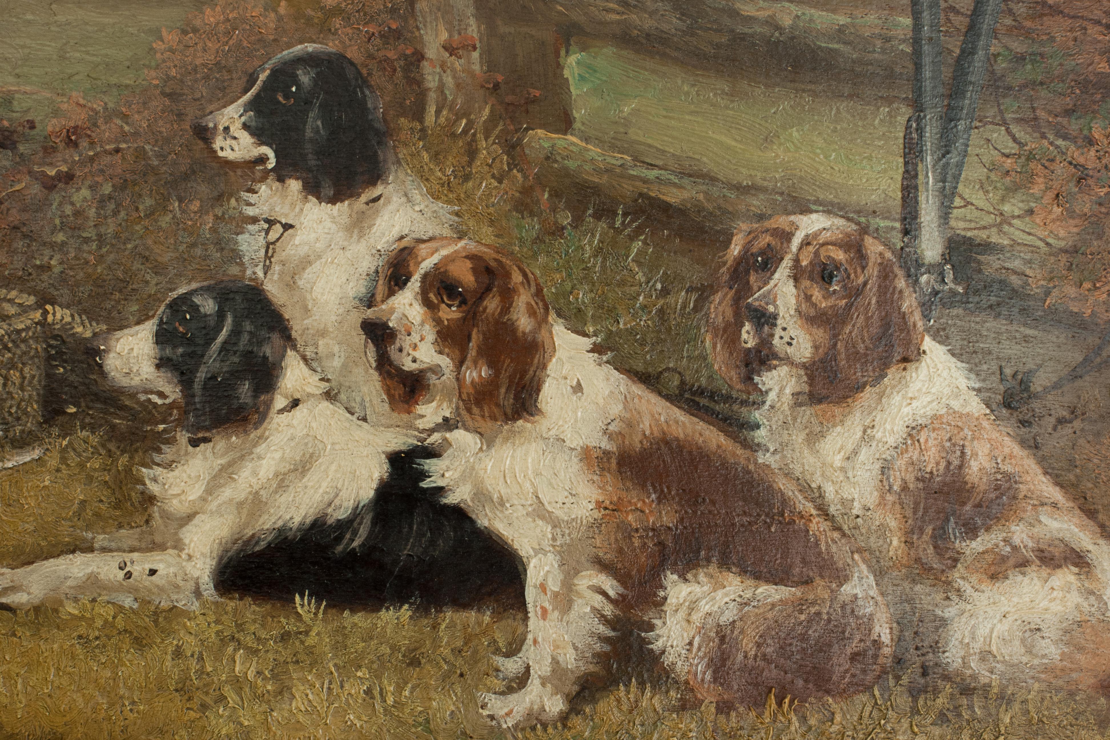 Pair of Oil Paintings of Hunting Spaniels, Mounted on Board 7