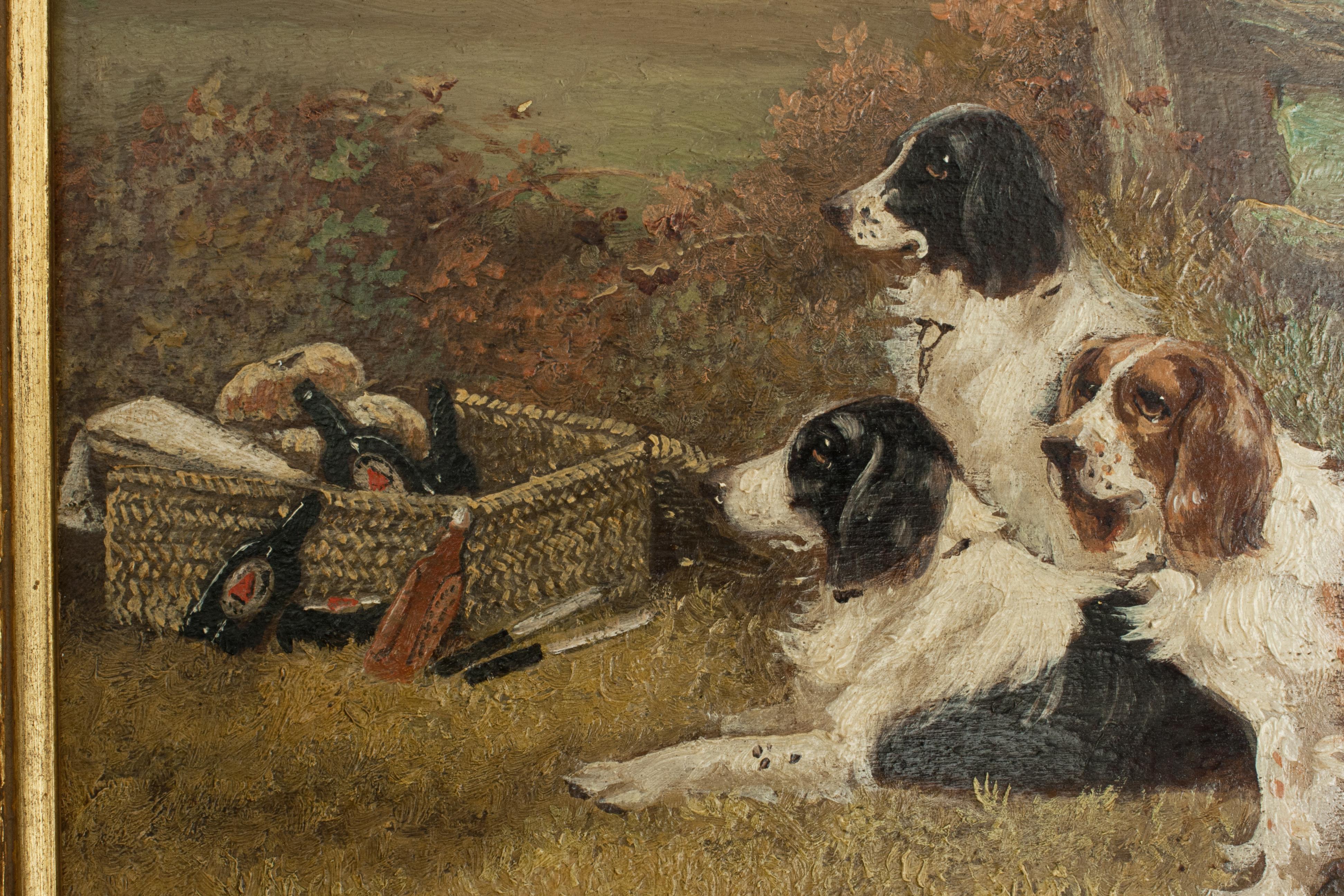 Pair of Oil Paintings of Hunting Spaniels, Mounted on Board 8