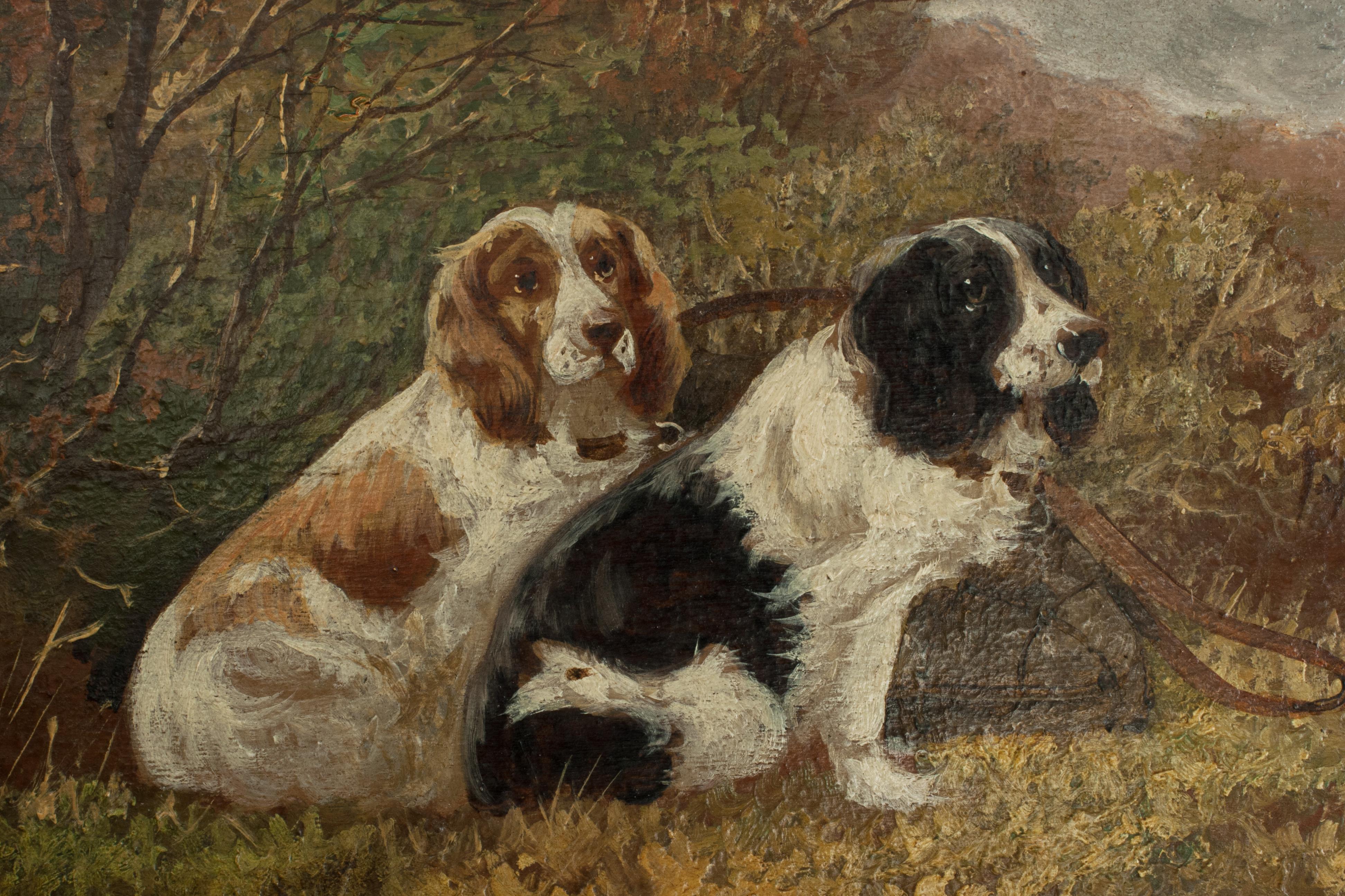 Pair of Oil Paintings of Hunting Spaniels, Mounted on Board 10