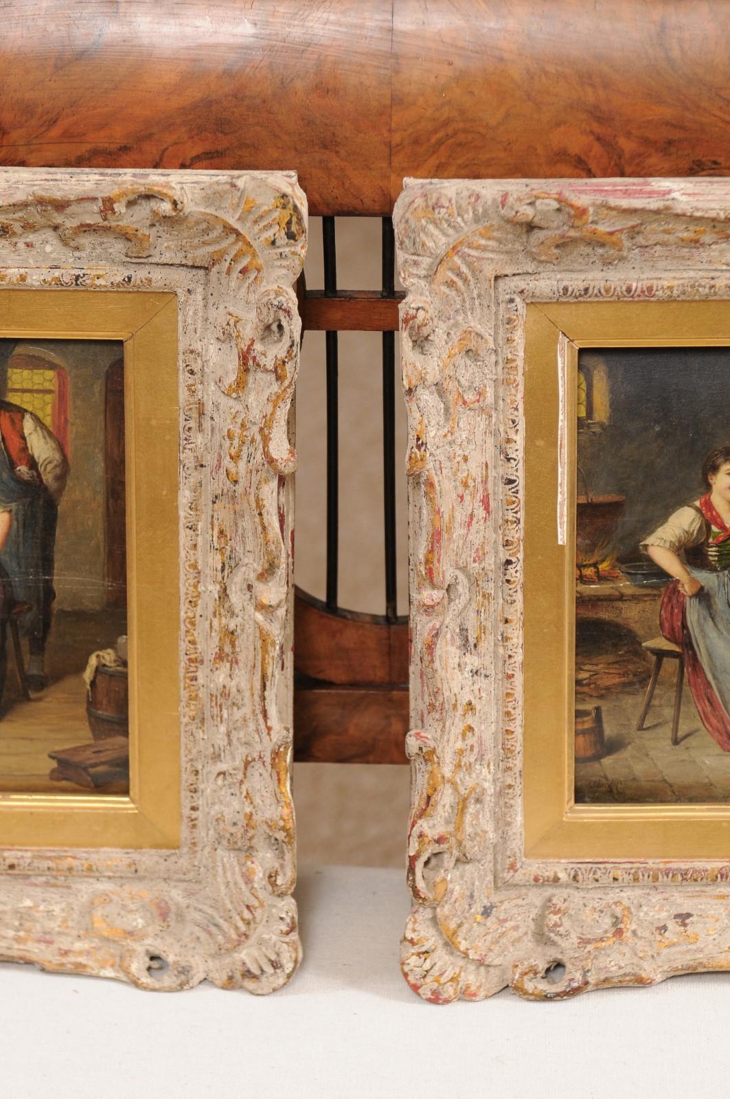 Paire de peintures à l'huile de scènes de taverne, signées et datées « C. Ostersetzer, 1903
