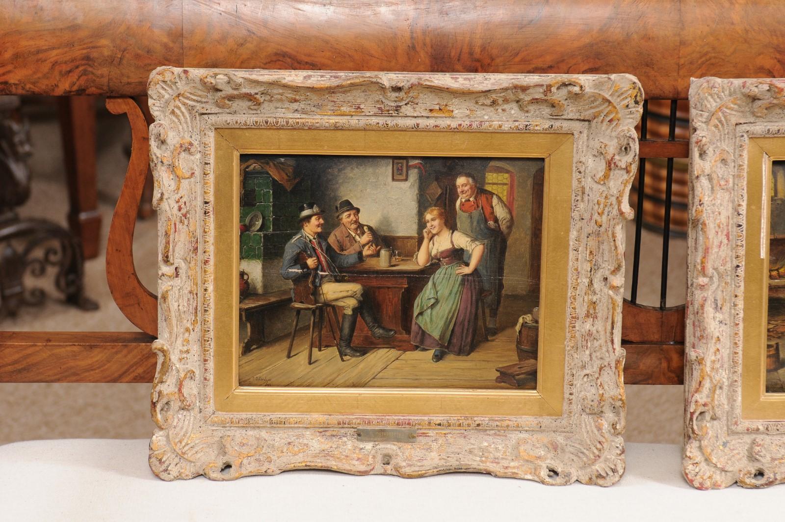 Pair of Oil Paintings of Tavern Scenes, Signed & Dated “C. Ostersetzer, 1903