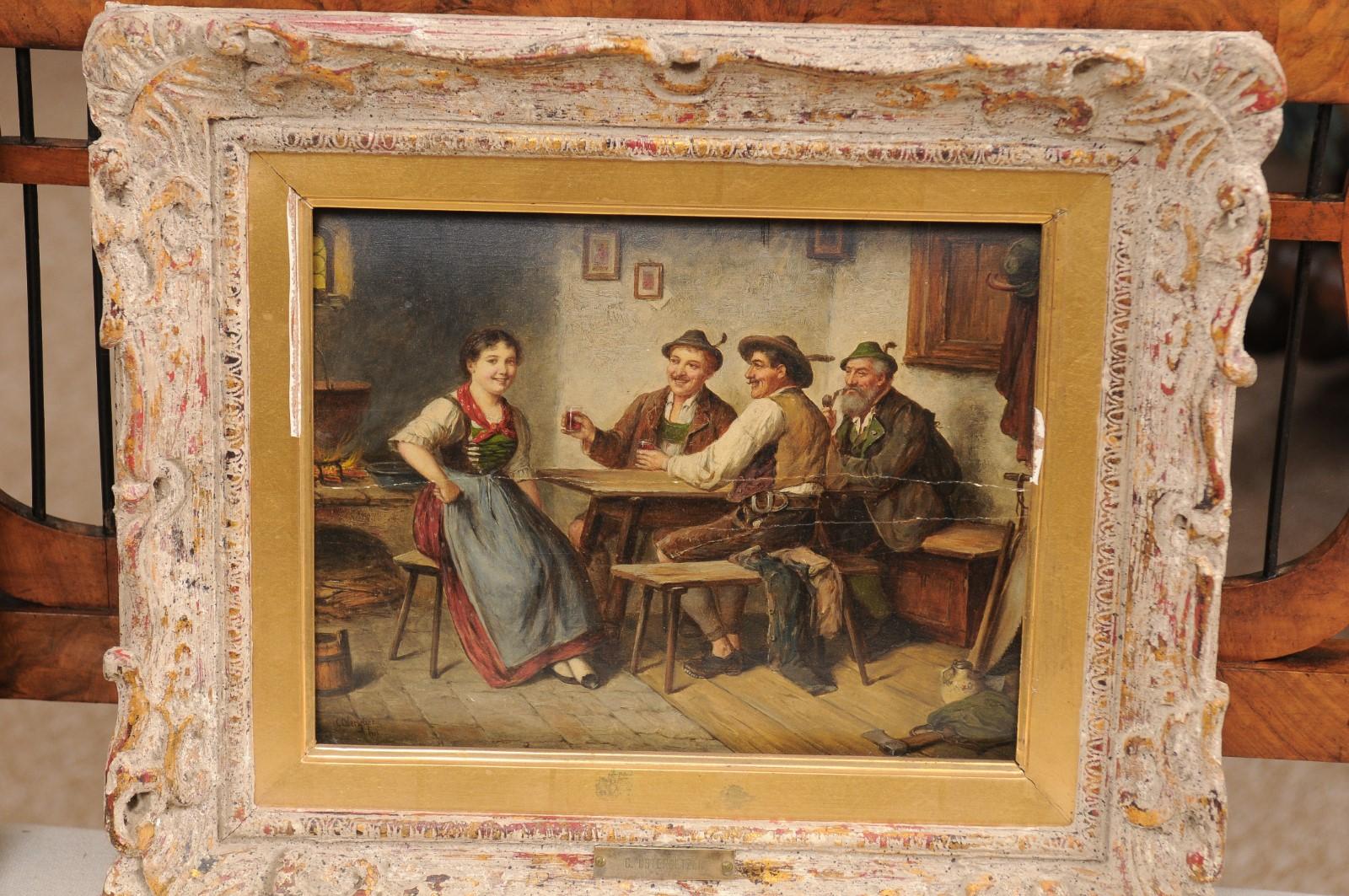 Pair of Oil Paintings of Tavern Scenes, Signed & Dated “C. Ostersetzer, 1903