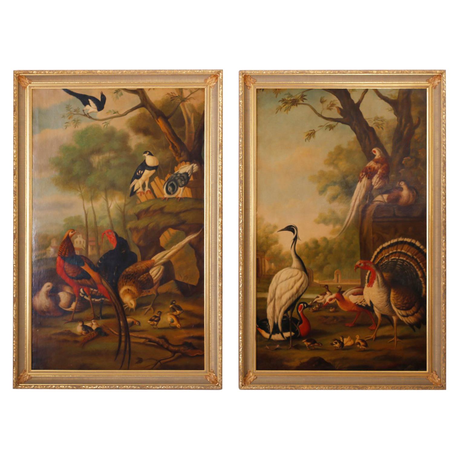Pair of Oil Paintings of Various Birds
