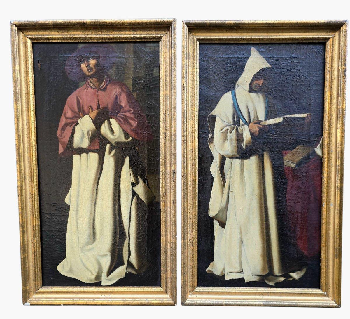 Paire de peintures à l'huile sur toile - Suiveur de Zurbarán - 17e siècle en vente 3