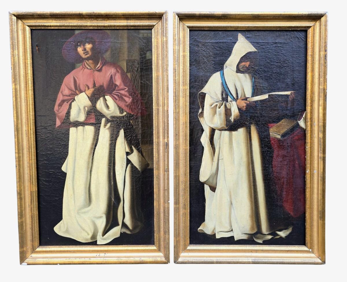 Paire de peintures à l'huile sur toile - Suiveur de Zurbarán - 17e siècle en vente 4