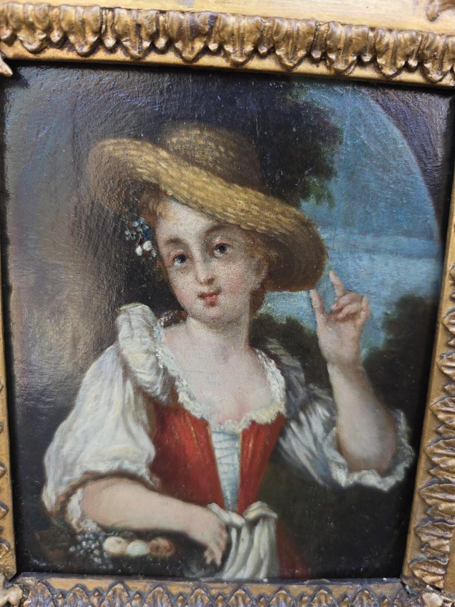 Paire de peintures à l'huile sur panneau - Jeunes bergères - 19e siècle en vente 2